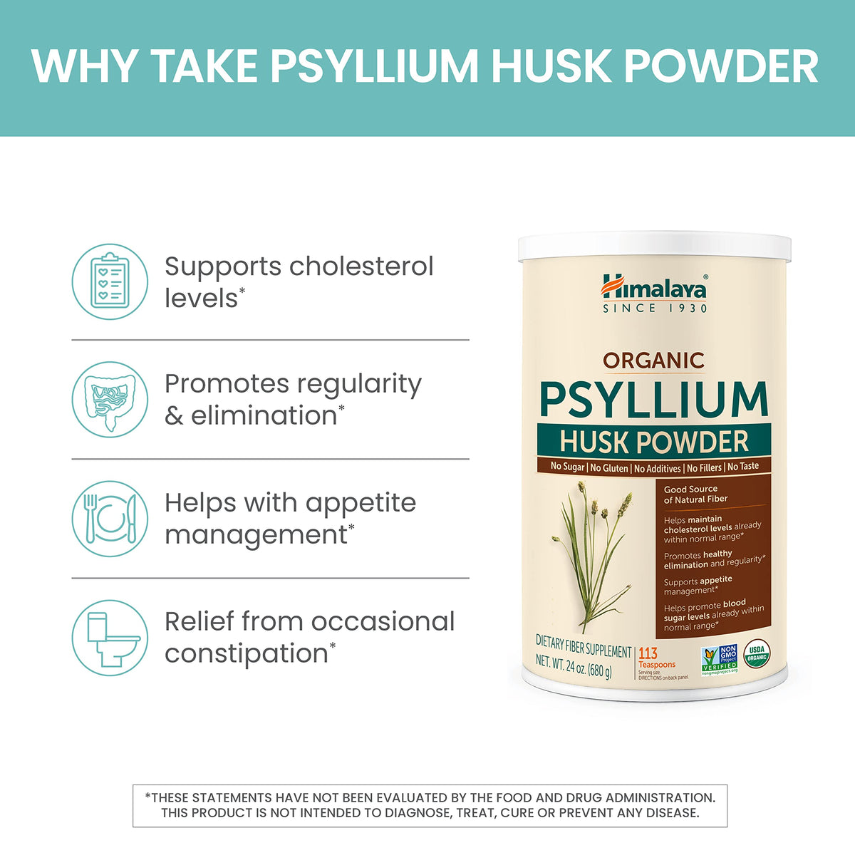 Himalaya Organic Psyllium Husk Powder 24 oz nutritional information
