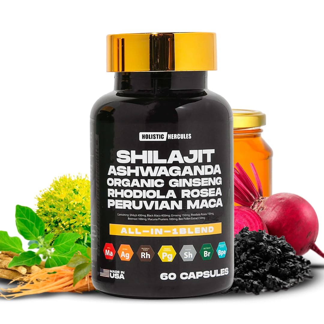 Holistic Hercules Shilajit Blend 8-in-1 supplement capsule front view