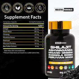 Holistic Hercules Shilajit Blend 8-in-1 supplement capsule side view