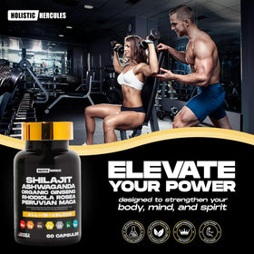 Holistic Hercules Shilajit Blend capsules in a hand