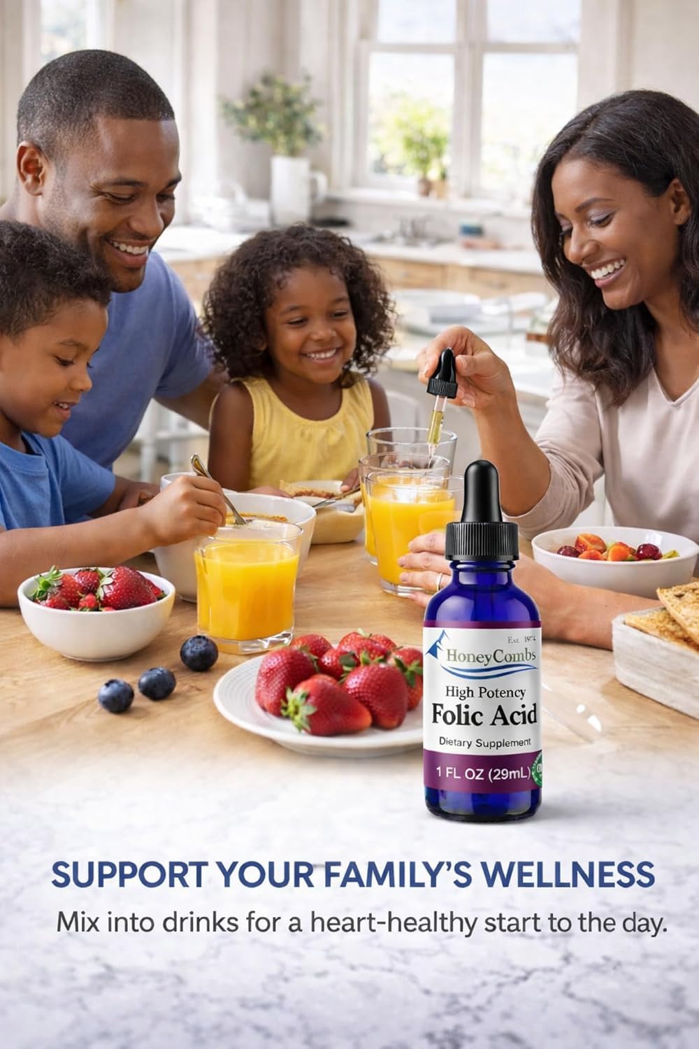 HoneyCombs Prenatal Folic Acid Liquid Drops 1oz lifestyle scene