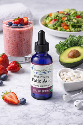 HoneyCombs Prenatal Folic Acid Liquid Drops 1oz packaging