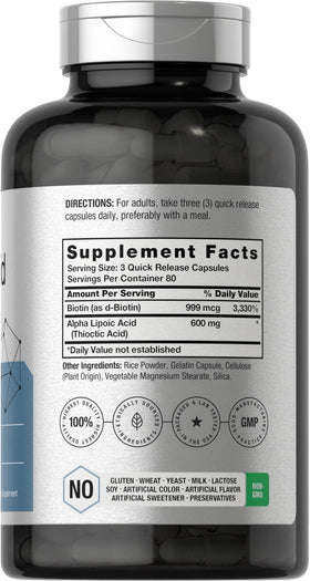Horbäach Alpha Lipoic Acid 600mg capsule details