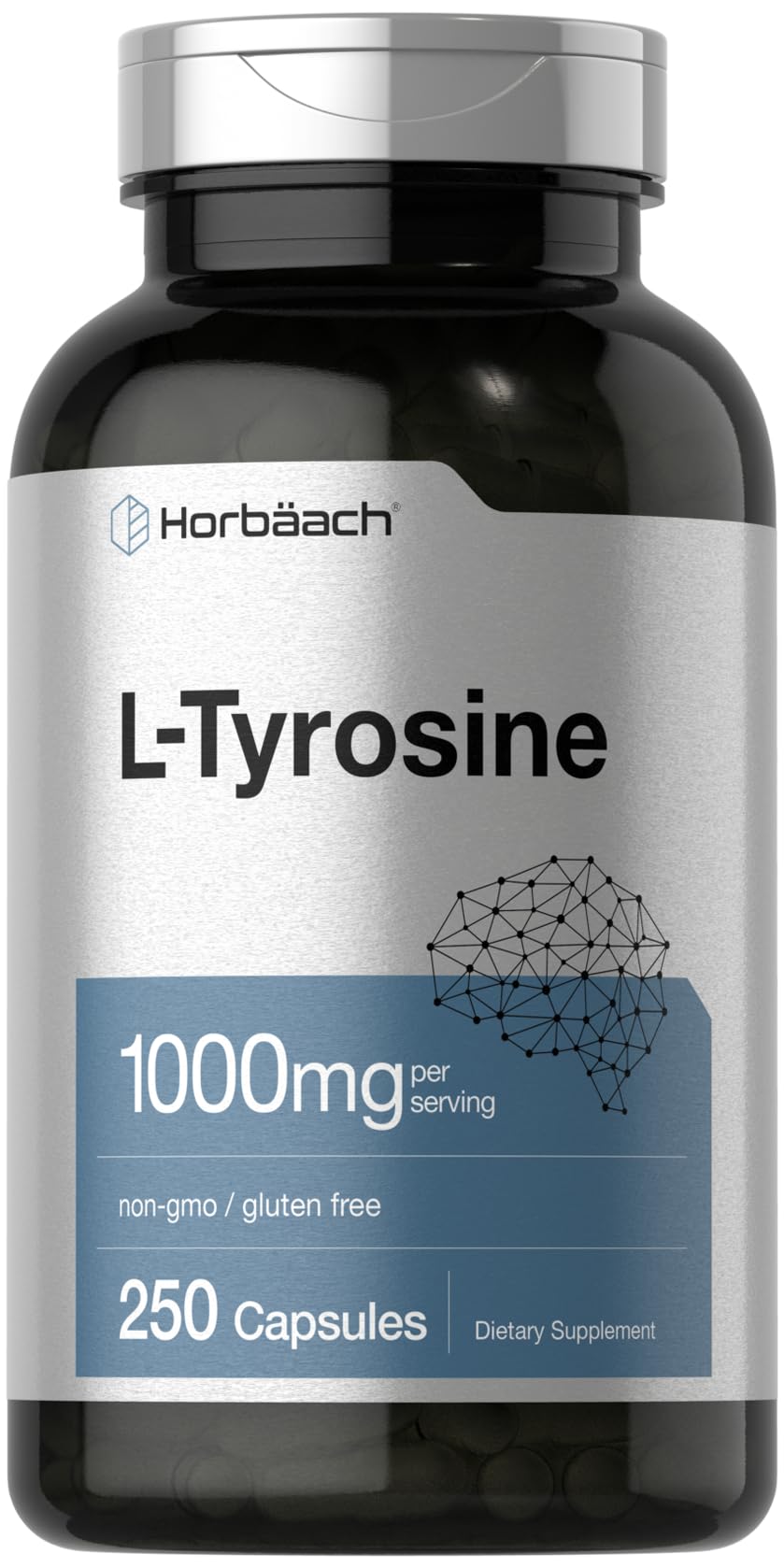 Horbäach L-Tyrosine 1000mg 250 Capsules front view