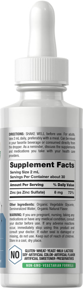 Horbäach Liquid Zinc Drops 2 Oz bottle side view