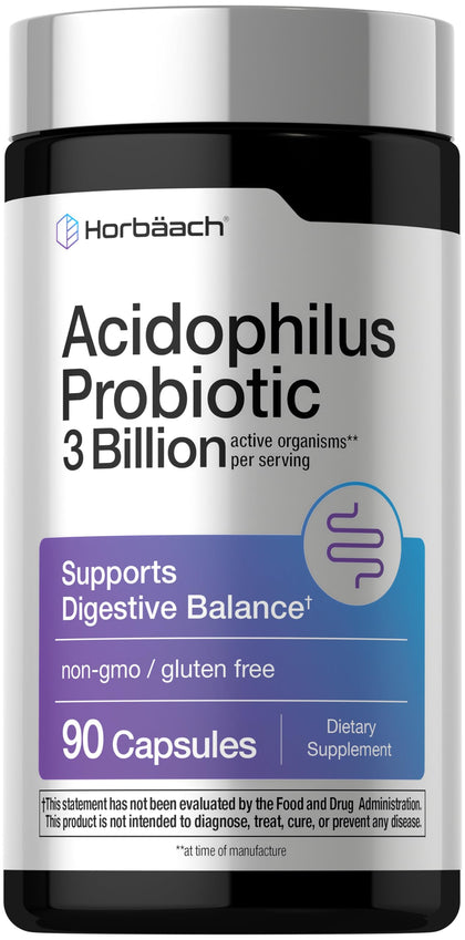 Horbäach Probiotic for Women & Men 3 Billion CFU capsule bottle front view