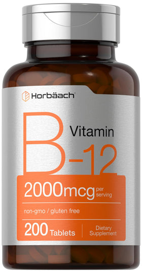 Horbäach Vitamin B12 2000 mcg 200 tablets front view