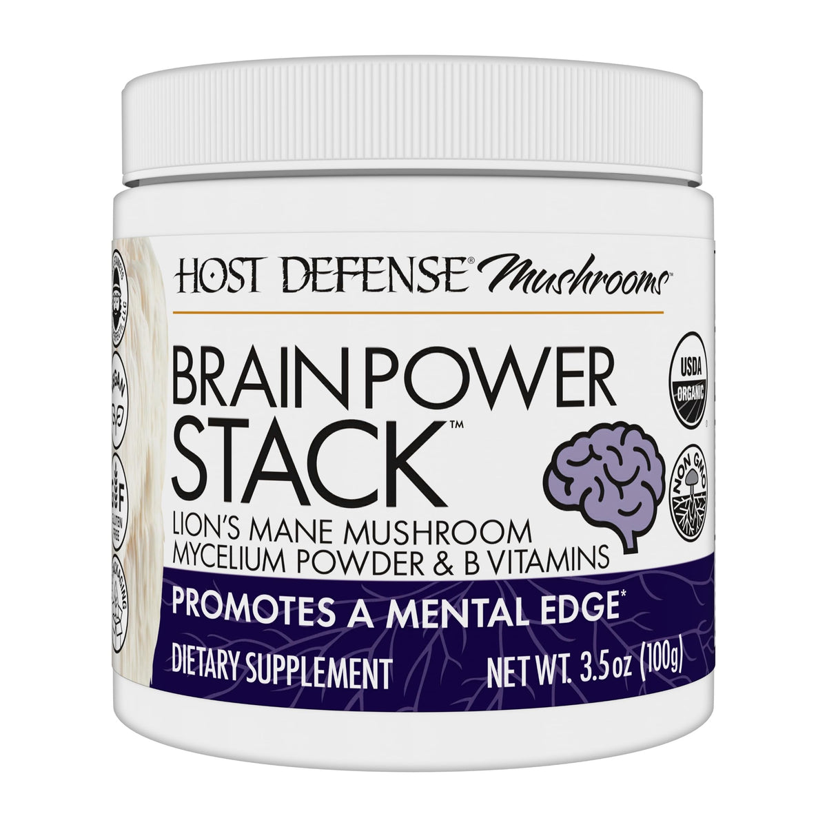Host Defense BrainPower Stack Powder 100g front view