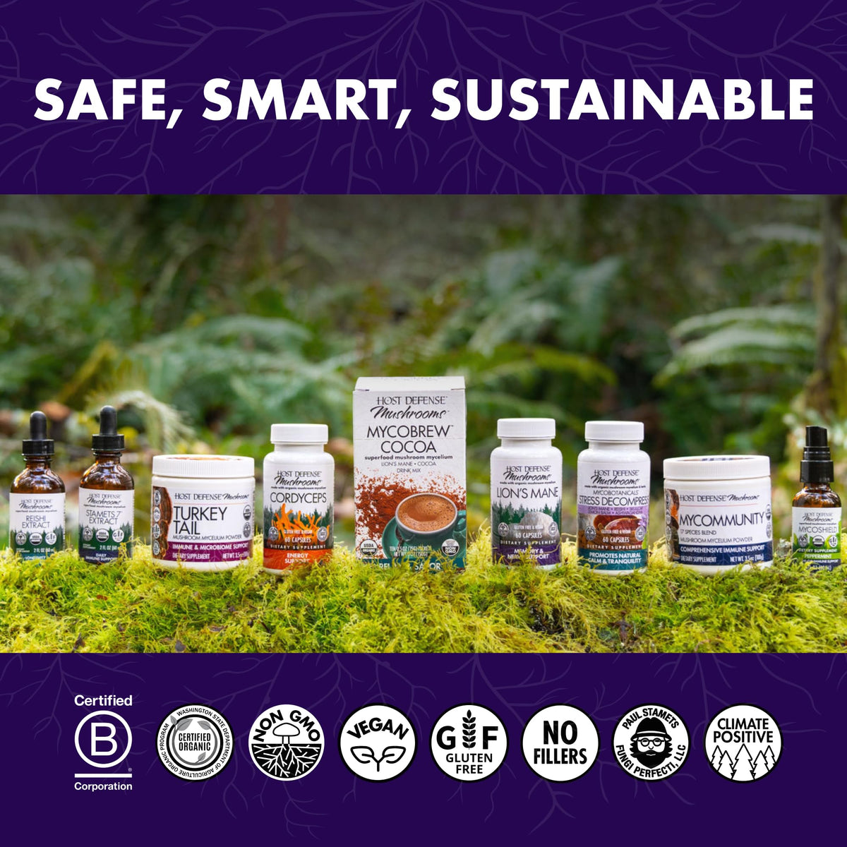 Host Defense BrainPower Stack Powder 100g ingredients list