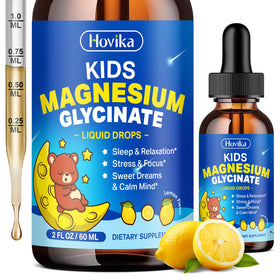 Hovika Magnesium Glycinate Liquid for Kids 2 Fl Oz lemon flavour front view