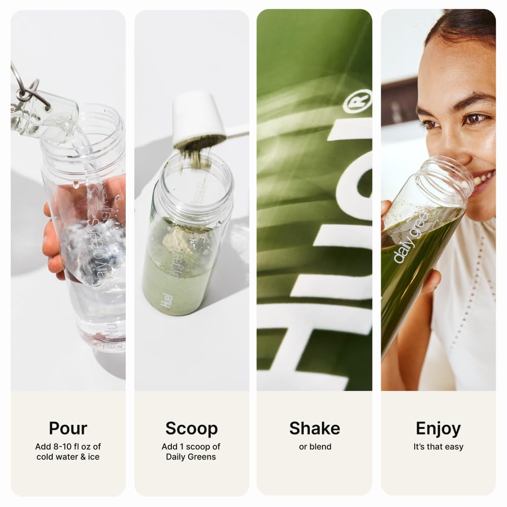 Huel Daily Greens Watermelon powder in a blender