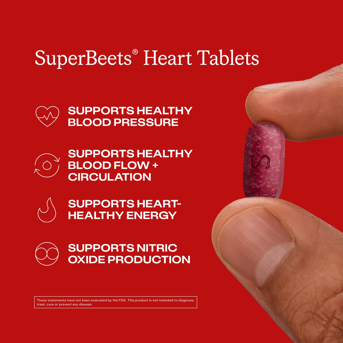 HumanN SuperBeets Heart Tablets 500mg side view