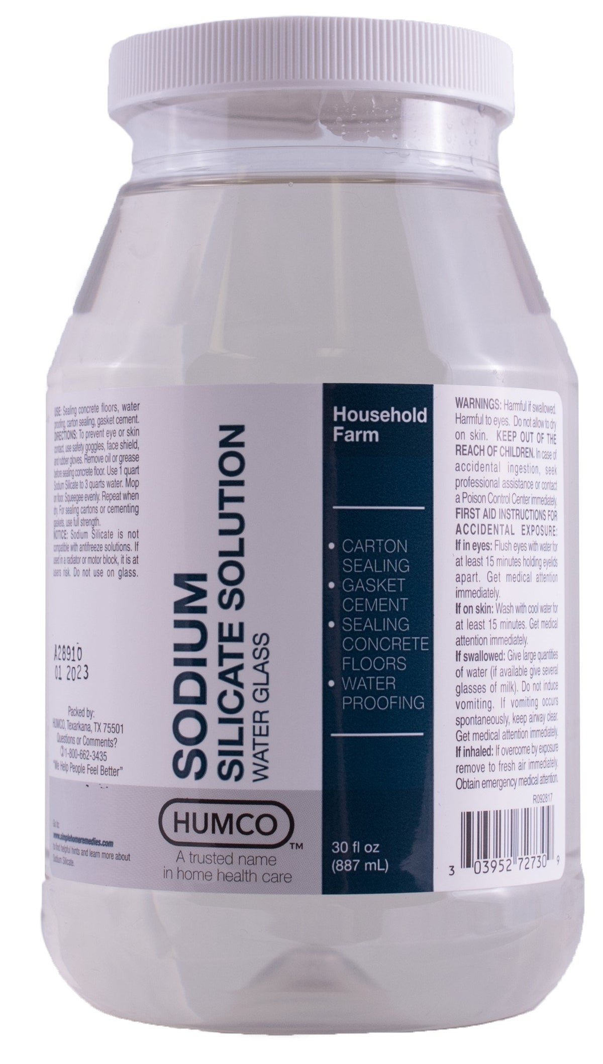 Humco Sodium Silicate Solution 30 oz bottle front view