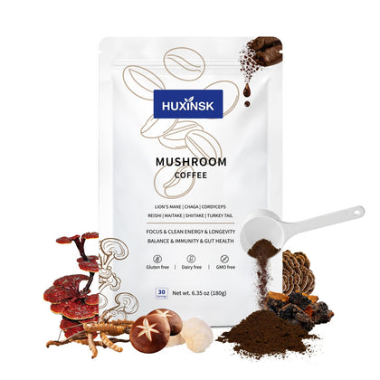 HUXINSK Mushroom Coffee packaging front view