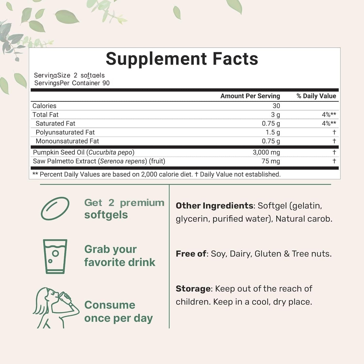 HWAXIGO Pumpkin Seed Oil Capsules side view showing softgel