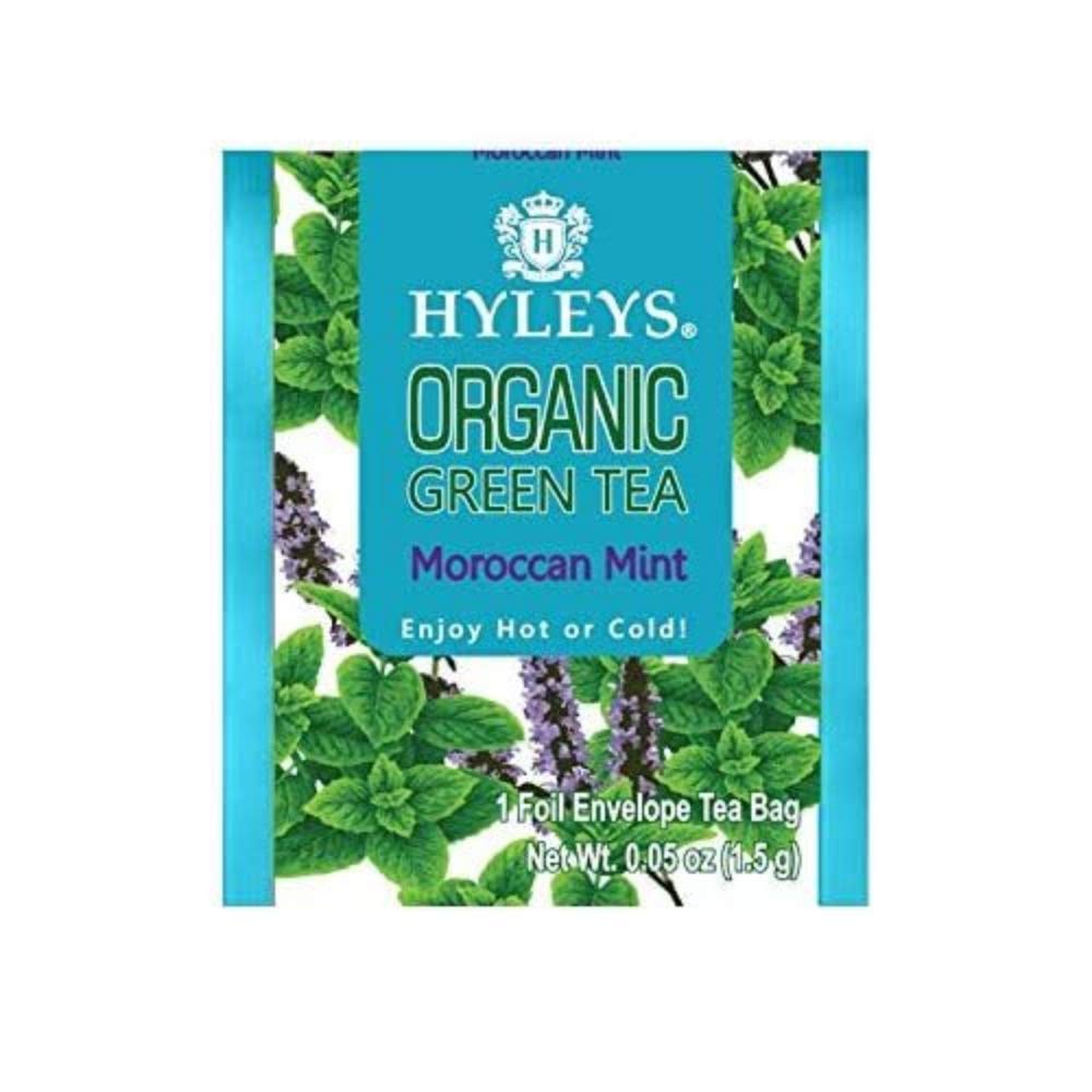 HYLEYS Organic Green Tea Acai & Blueberry brewed tea in cup