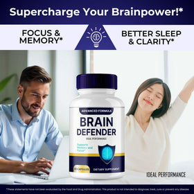 IDEAL PERFORMANCE Brain Defender Supplement capsules on a table