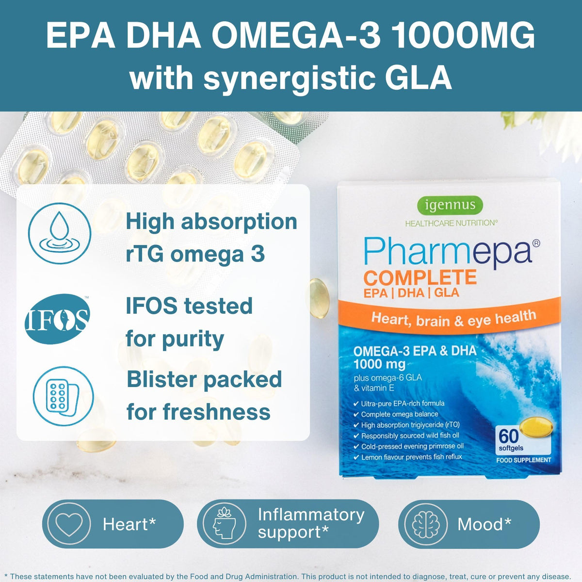 Igennus Pharmepa rTG Omega 3 1000mg softgel packaging