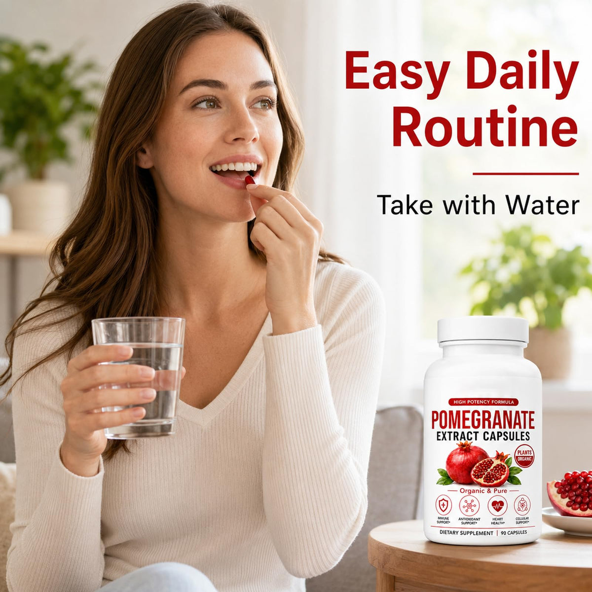 Ikokei Organic Pomegranate Extract Capsules with a measuring spoon