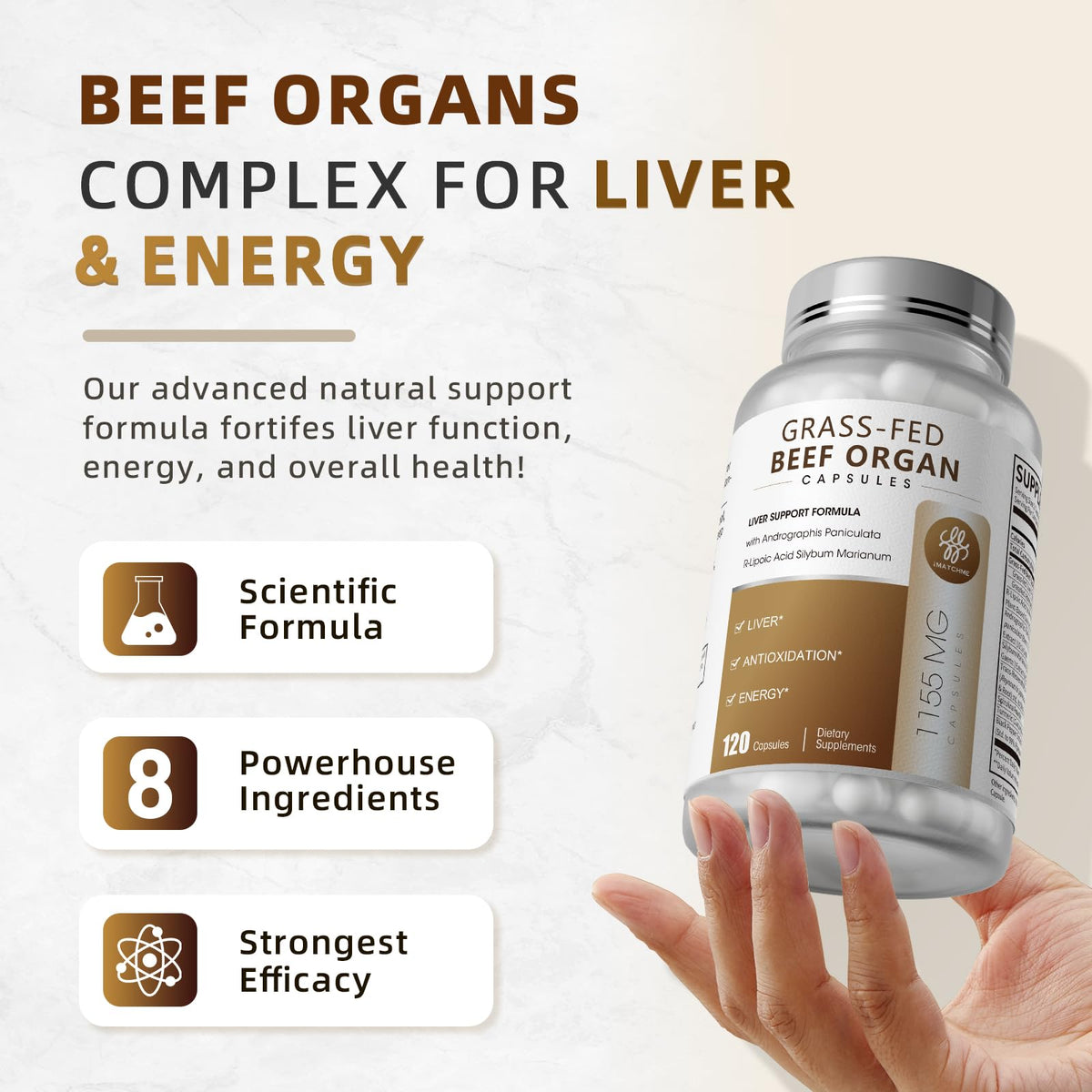 iMATCHME Grass Fed Beef Organ Supplement ingredients list
