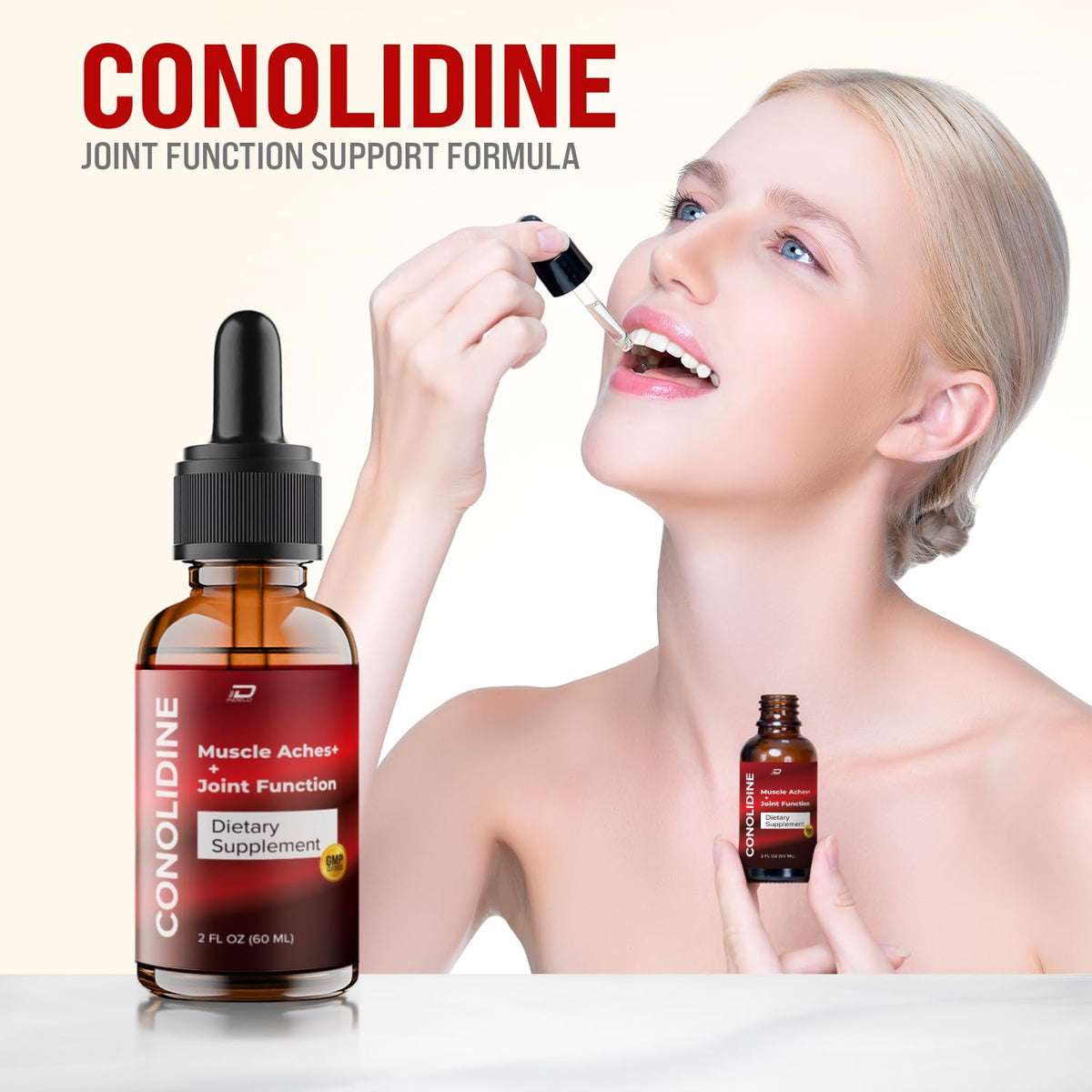Indelo Conolidine Liquid Drops bottle side view