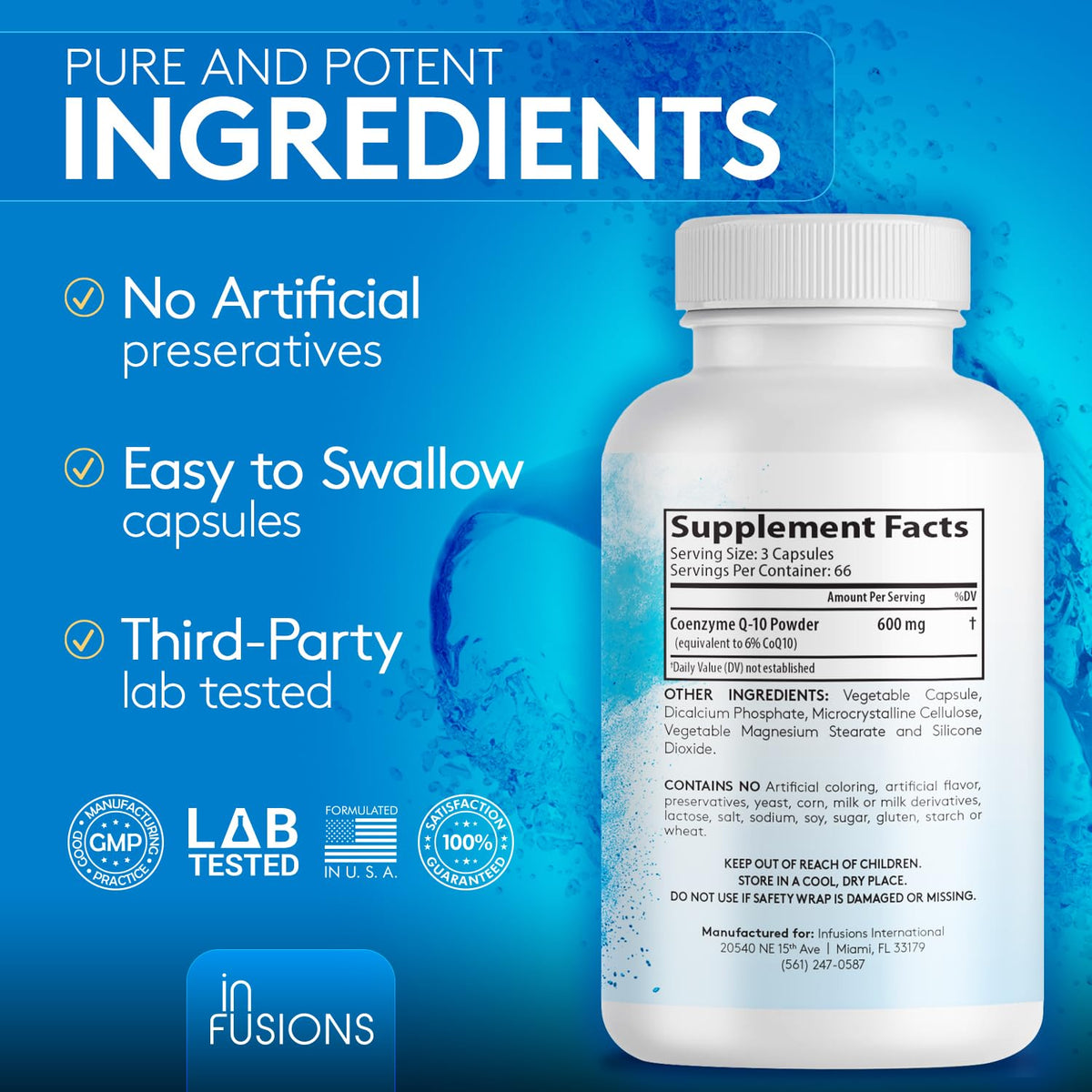 Infusions CoQ10 600mg ingredients list
