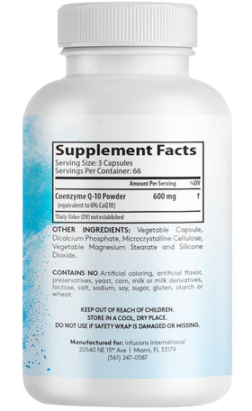 Infusions CoQ10 bottle with 200 vegetable capsules