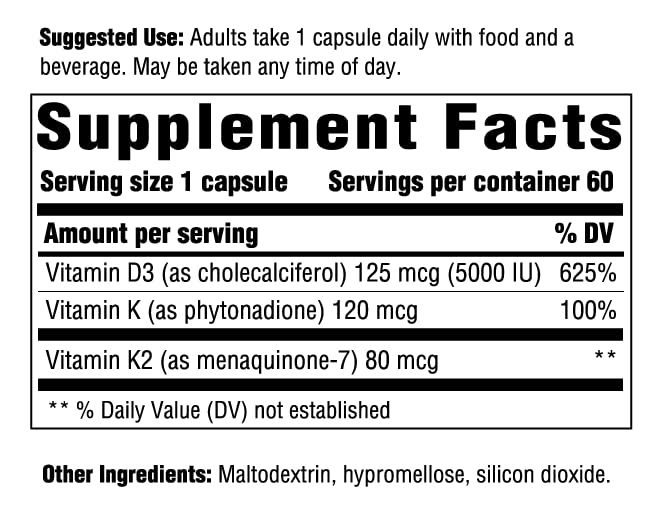 Innate Response Formulas Vitamin D3 5000 IU 60 Capsules back view