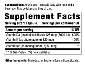 Innate Response Formulas Vitamin D3 5000 IU 60 Capsules back view