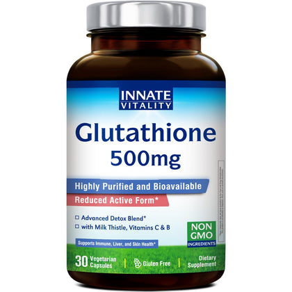 Innate Vitality Glutathione Supplement 500mg front view