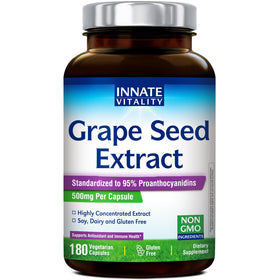 Innate Vitality Grape Seed Extract Capsules front view, 500mg