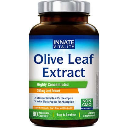 Innate Vitality Olive Leaf Extract Capsules 750mg front view