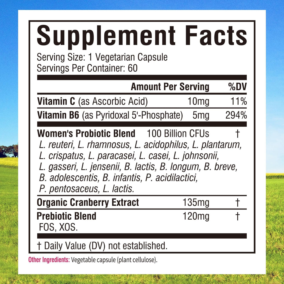 Innate Vitality Probiotics for Women side view showing capsule details