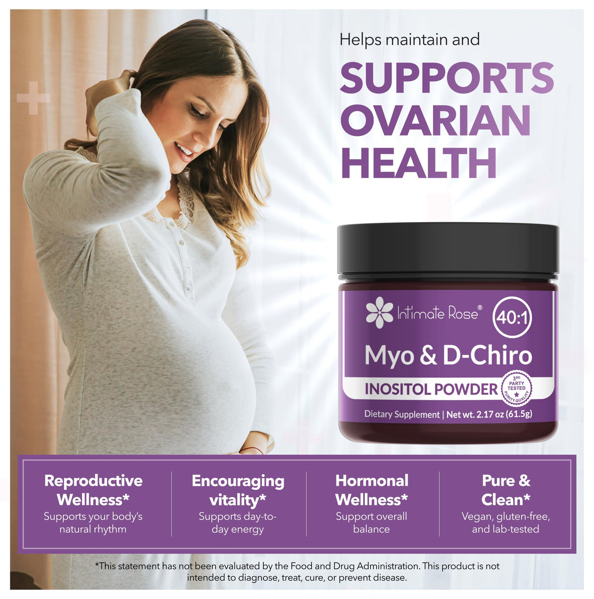 Intimate Rose Myo & D-Chiro Inositol Powder label close-up
