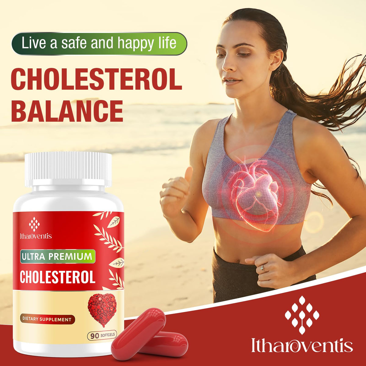 Itharoventis Cholesterol Lowering Supplements bottle with label