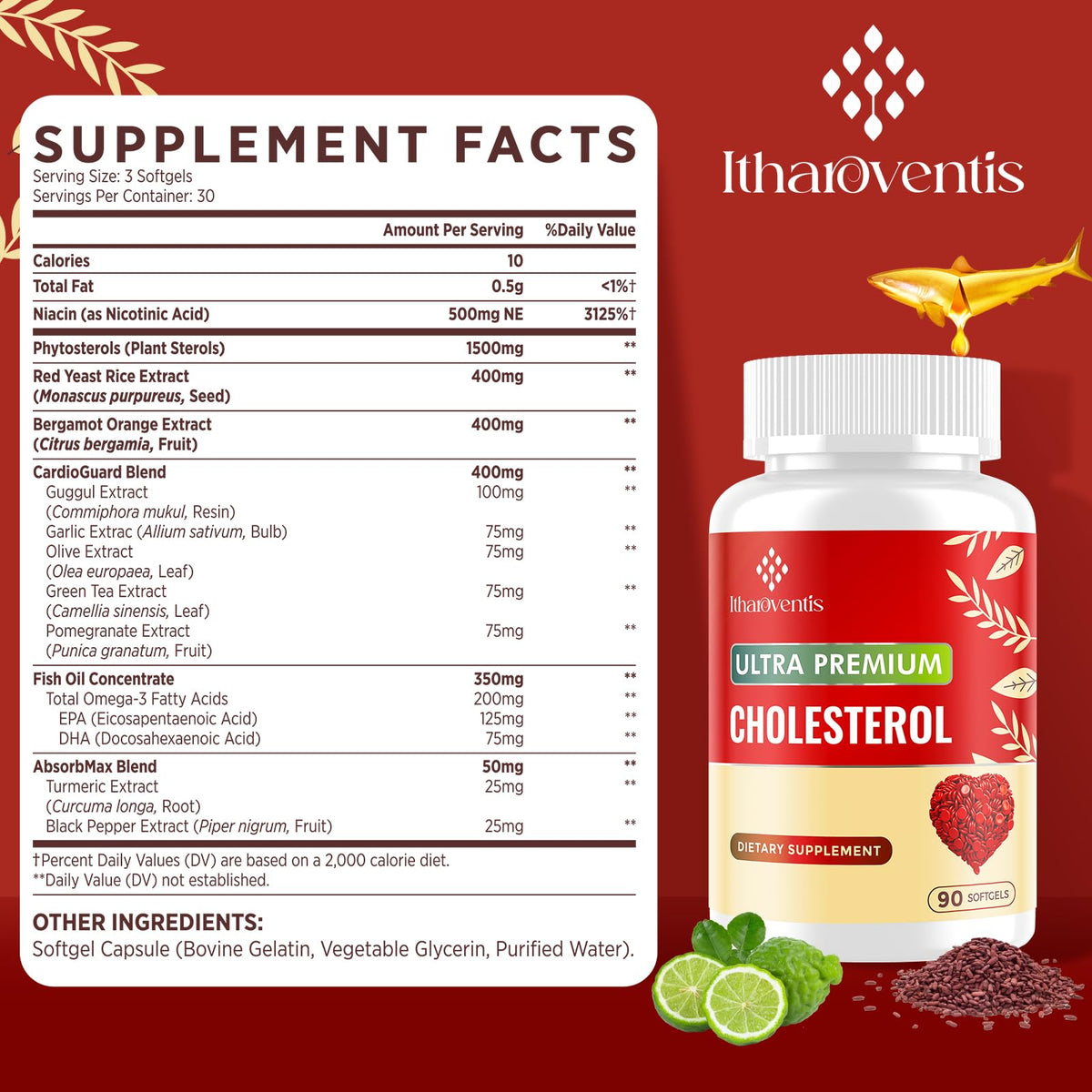 Itharoventis Cholesterol Lowering Supplements packaging details