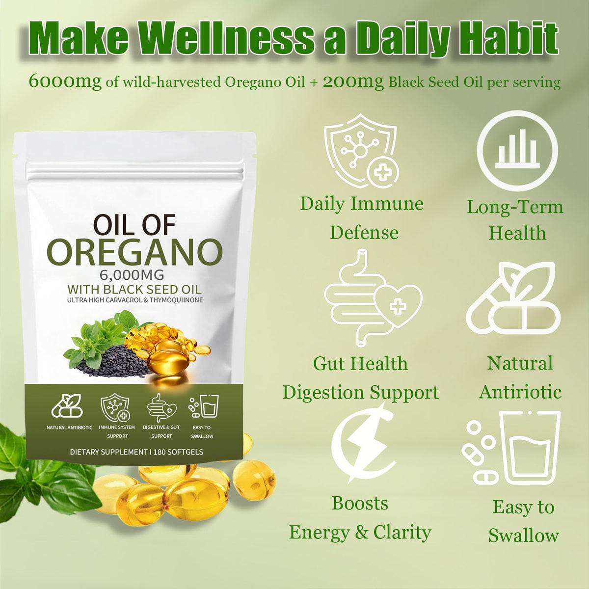 ixarco Oil of Oregano with Black Seed Oil Softgels side view