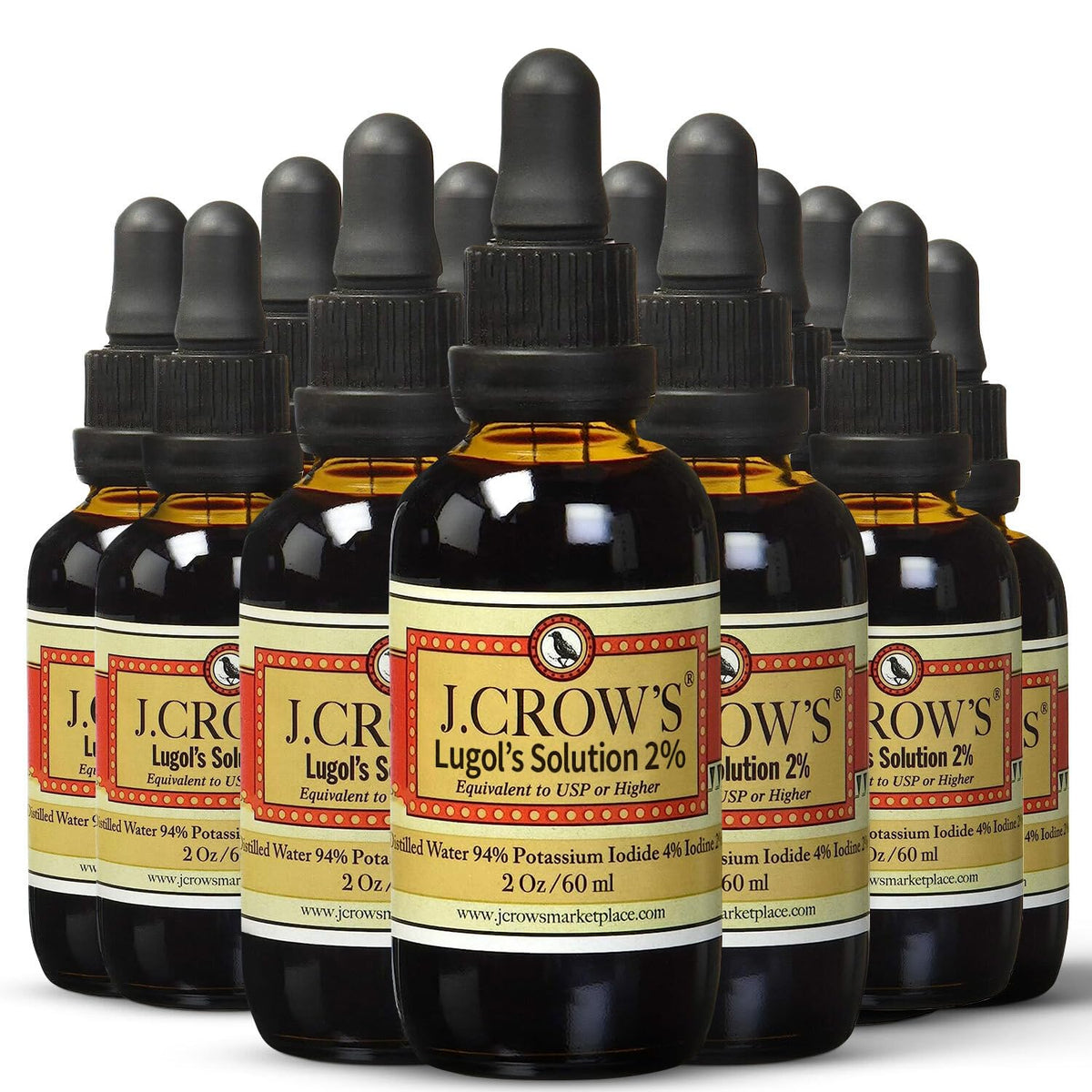 J. CROW'S Lugol's Iodine Solution 2% 2 oz front view