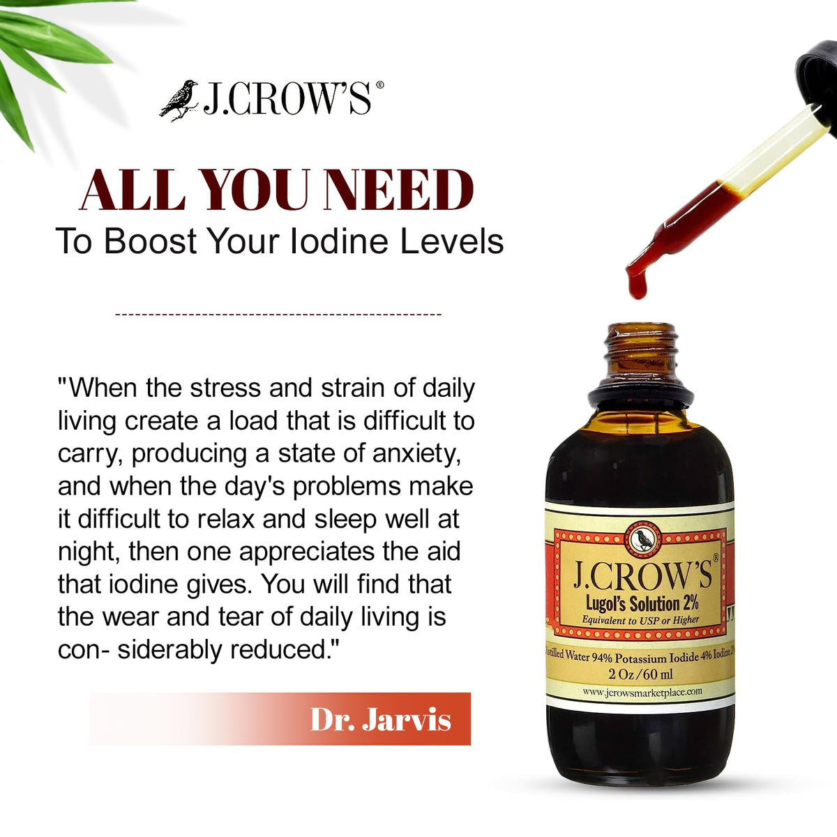 J. CROW'S Lugol's Iodine Solution in kitchen setting