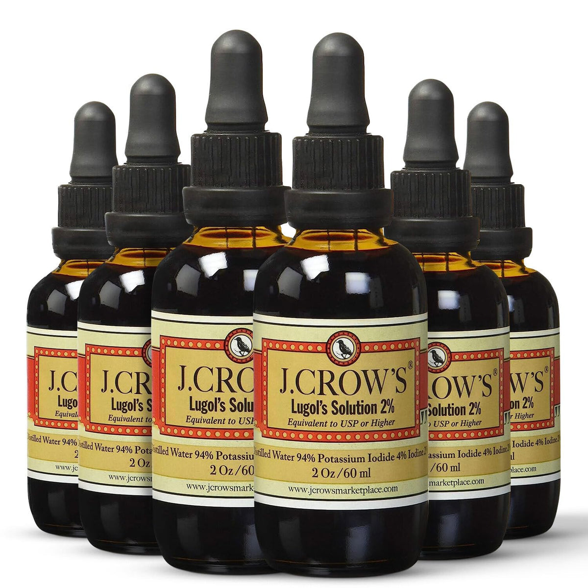 J. CROW'S Lugol's Solution of Iodine 2% 2 oz bottle front view