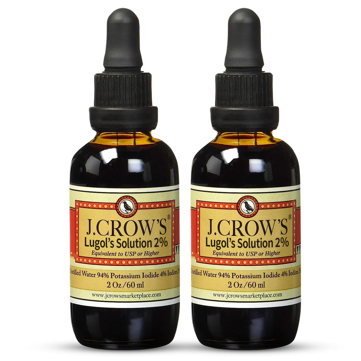 J. CROW'S Lugol's Solution of Iodine 2% 2 oz front view