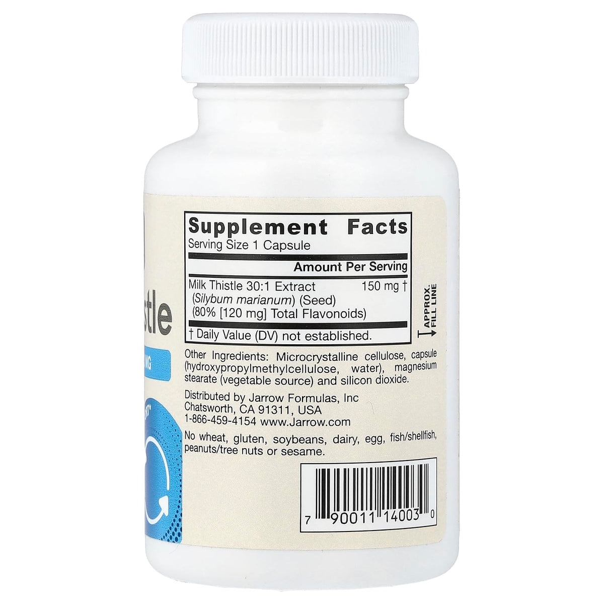 Jarrow Formulas Milk Thistle 150 mg bottle side view