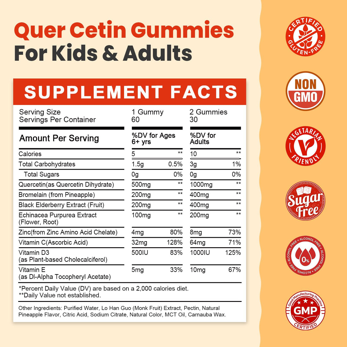JIANKYTZ Quercetin Gummies side view showing packaging