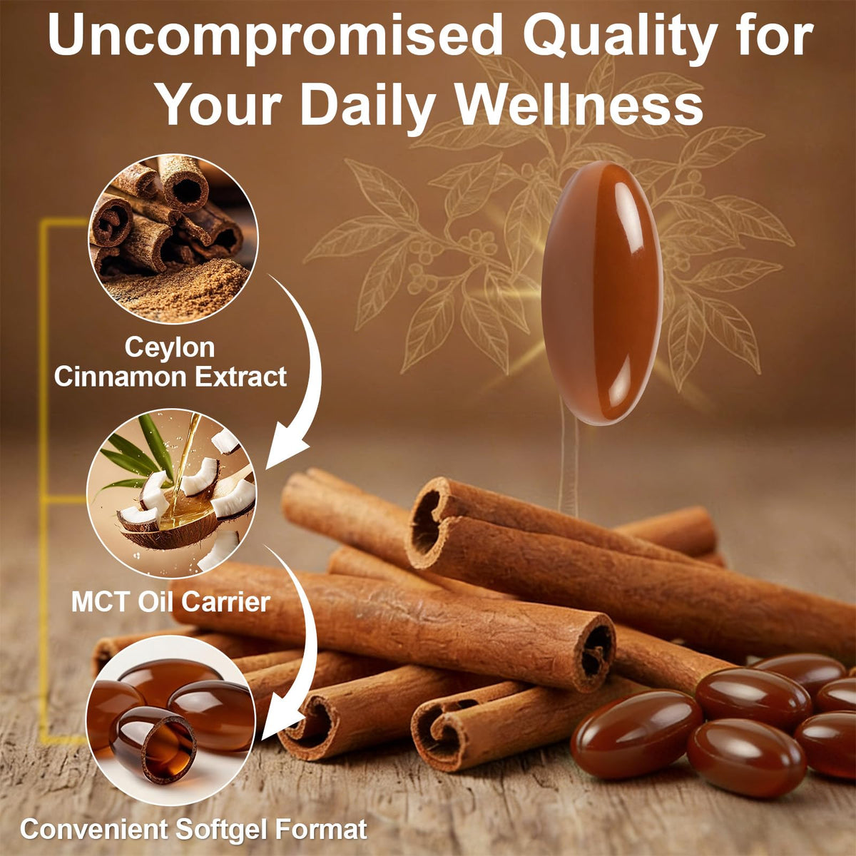 JINNAGLTU Ceylon Cinnamon Softgels 600mg bottle with label