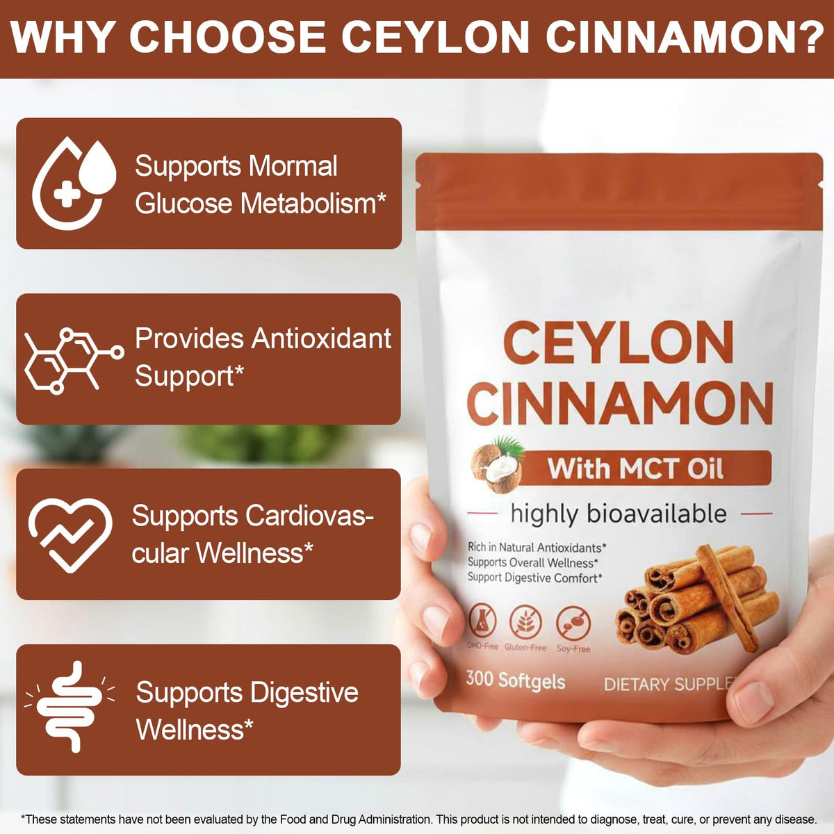 JINNAGLTU Ceylon Cinnamon Softgels 600mg side view
