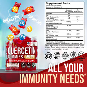 JOYLI Quercetin Gummies with nutritional information on the back
