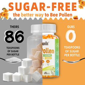Joywiit Bee Pollen Gummies 1000mg in a hand for size comparison