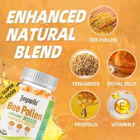Joywiit Bee Pollen Gummies 1000mg with a glass of water
