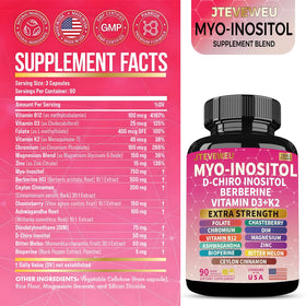 JTEVEweu Myo Inositol Supplement side view showing capsules