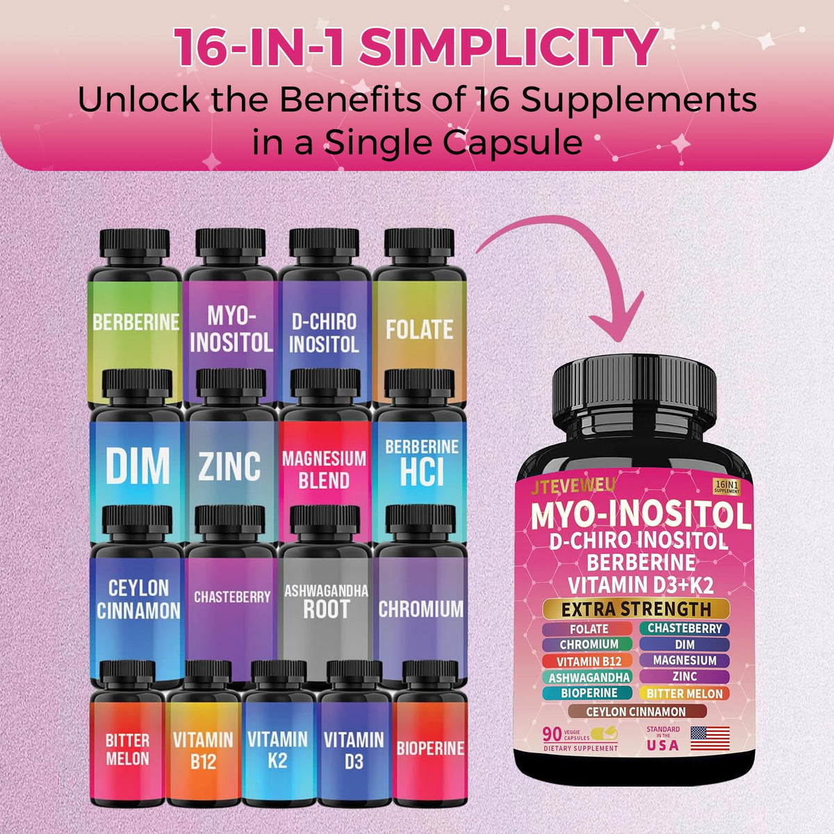 JTEVEweu Myo Inositol Supplement with measuring scoop